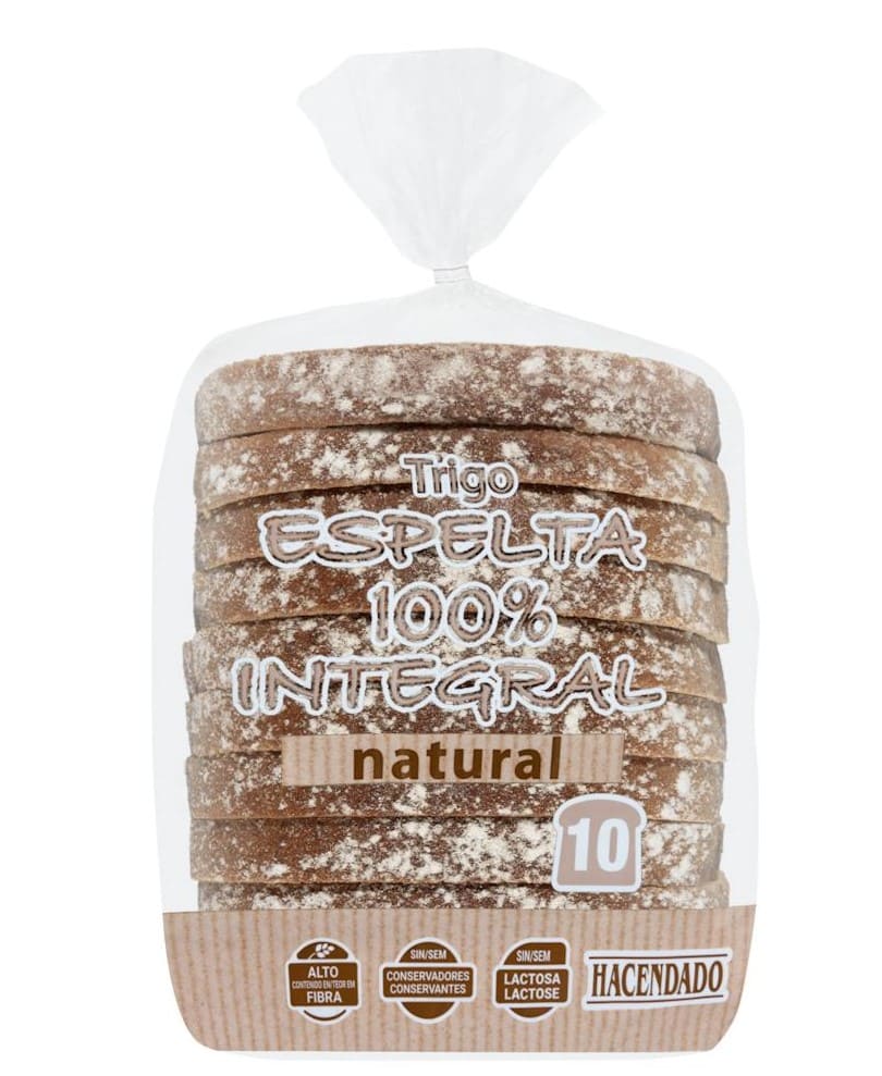 Pan de molde espelta 100 integral Hacendado natural