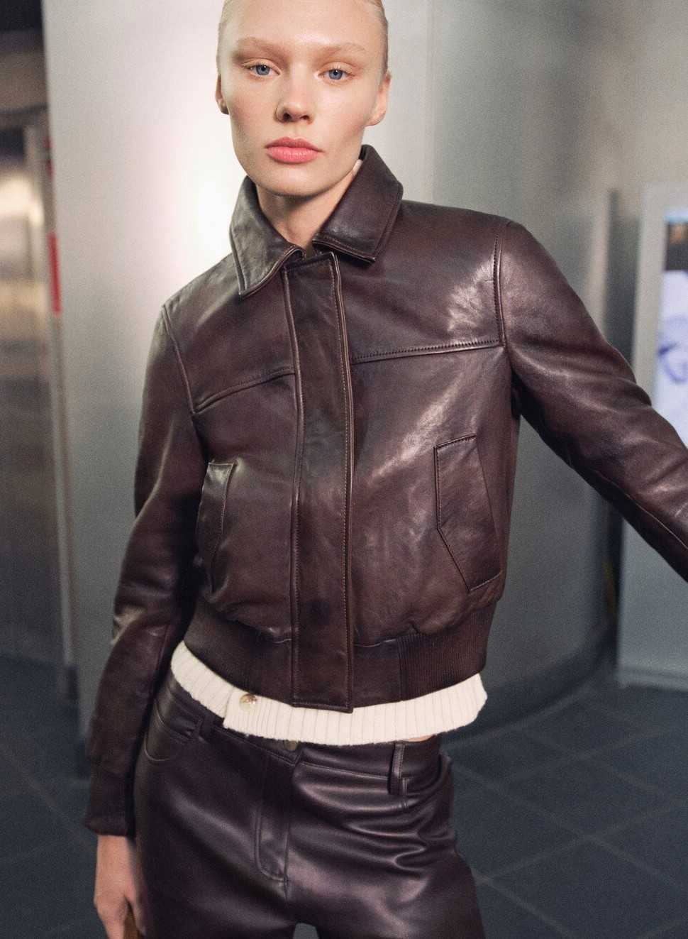 Chaqueta bomber piel de Mango