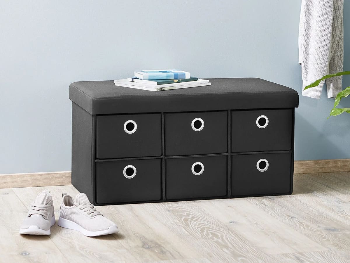 Banco de almacenaje con asiento acolchado y extraíble