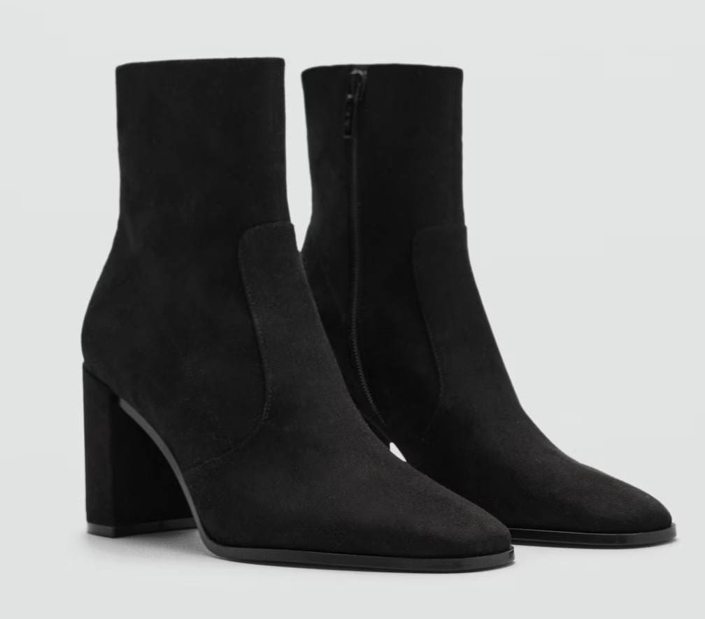 Botín tacón bloque antelina de Mango