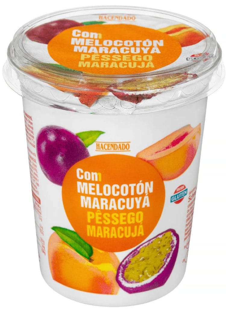 Yogur cremoso Hacendado con melocotón y maracuyá