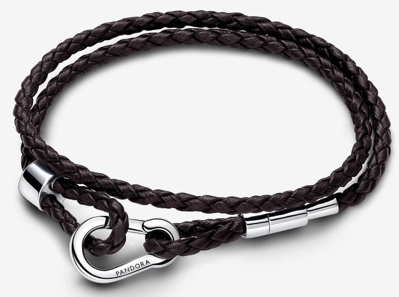 Pulsera Pandora Moments en cuero trenzado doble