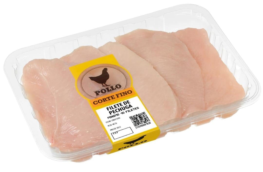 Filetes de pechuga de pollo corte fino