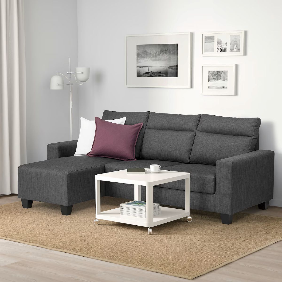 Sofá de 3 plazas con chaise longue serie BOLLSTANÄS de Ikea