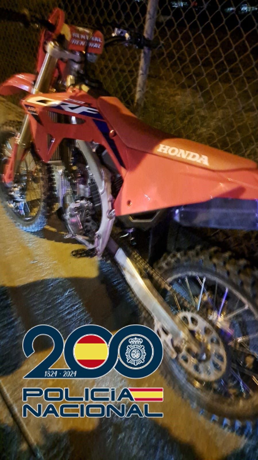 Moto de cross intervenida en Jerez