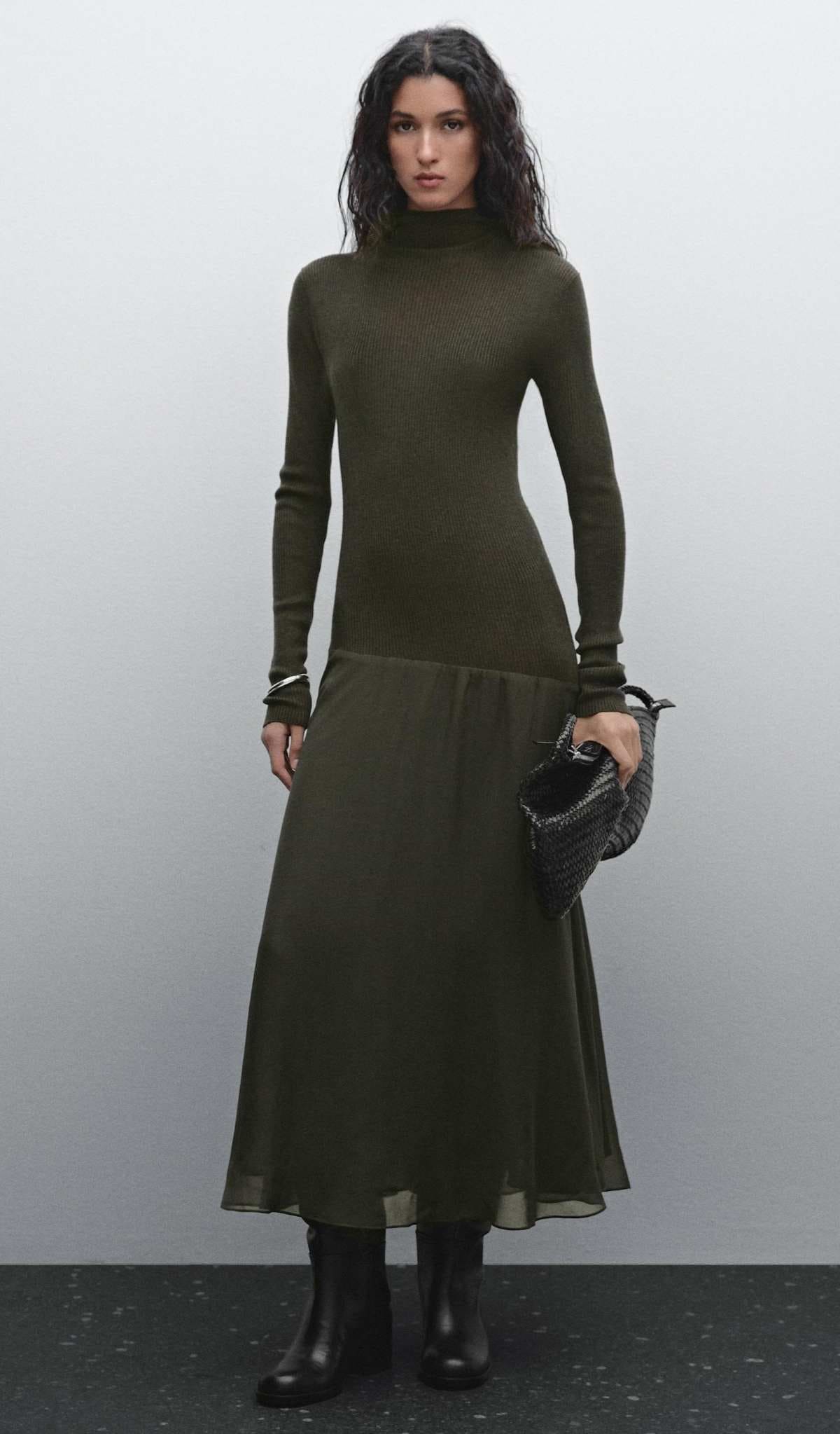 Vestido punto combinado de Massimo Dutti