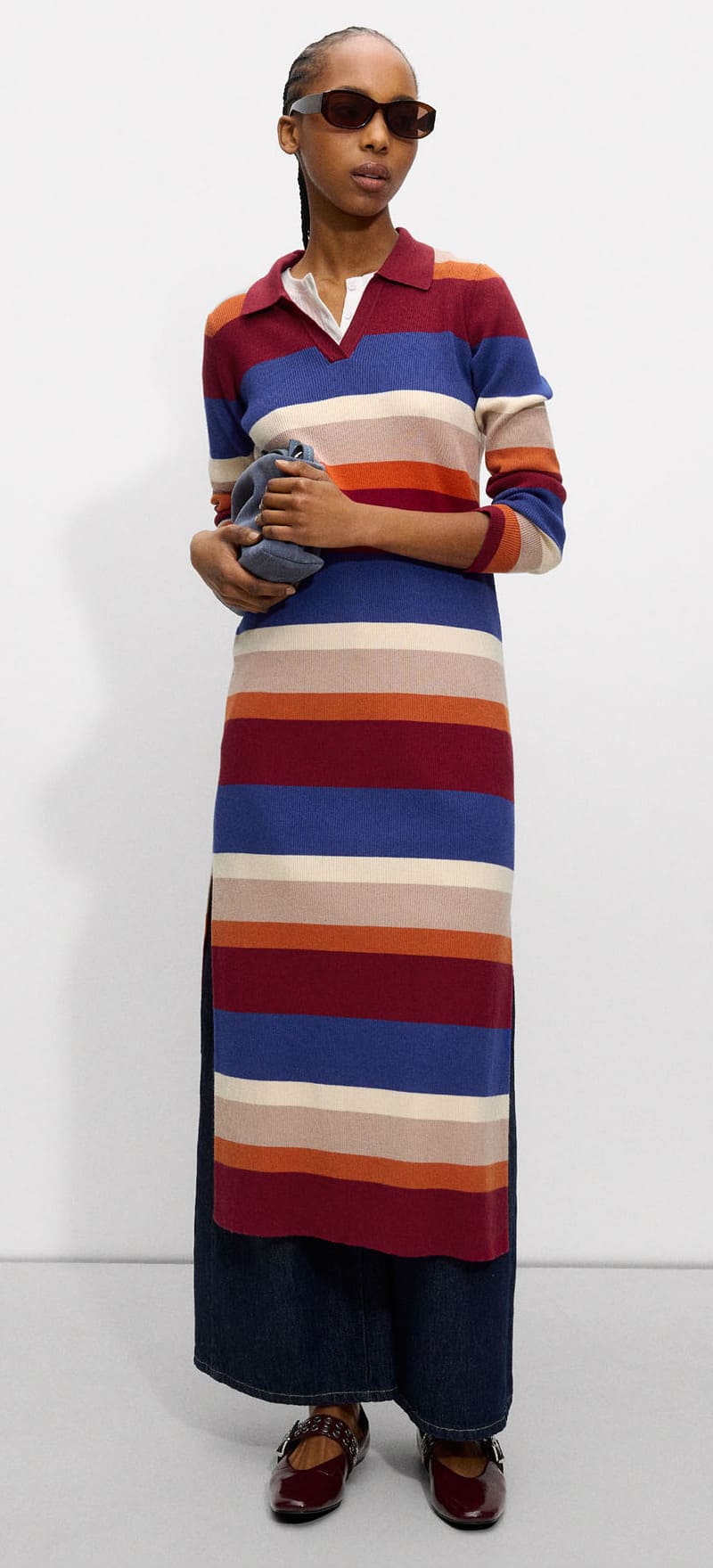 El nuevo vestido midi de punto a rayas de Parfois