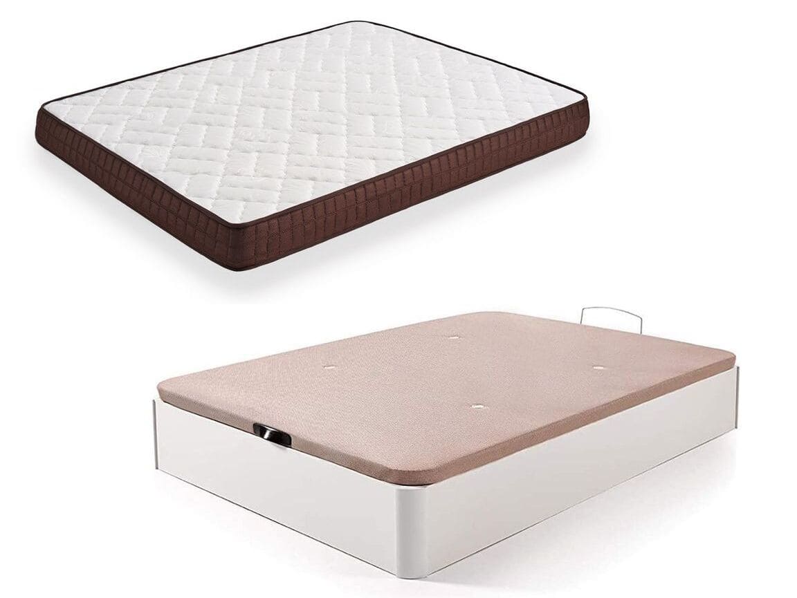 La cama completa con colchón Viscobrown y canapé abatible de madera de Carrefour