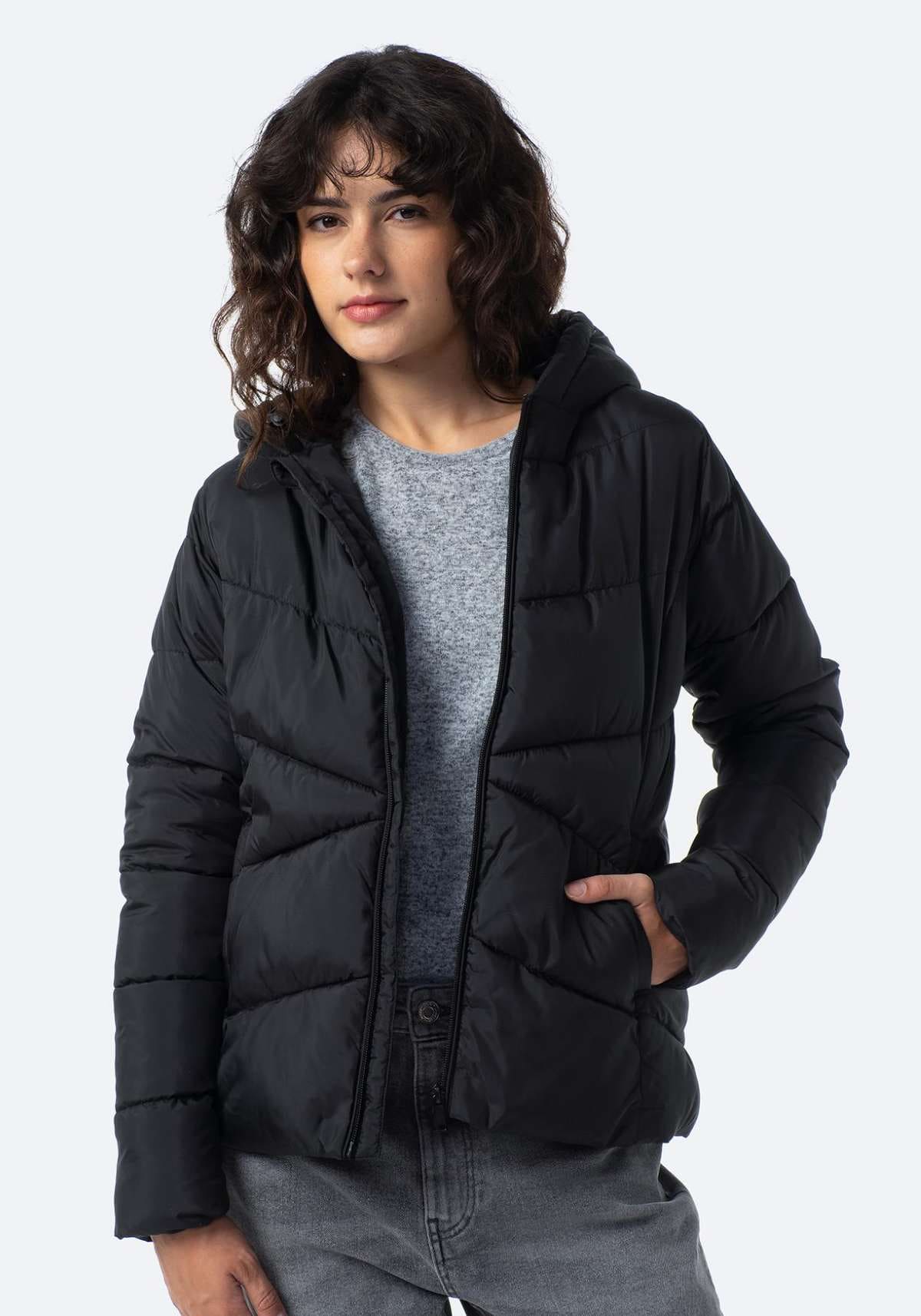 Abrigo con capucha guateado liso de Mujer TEX de Carrefour