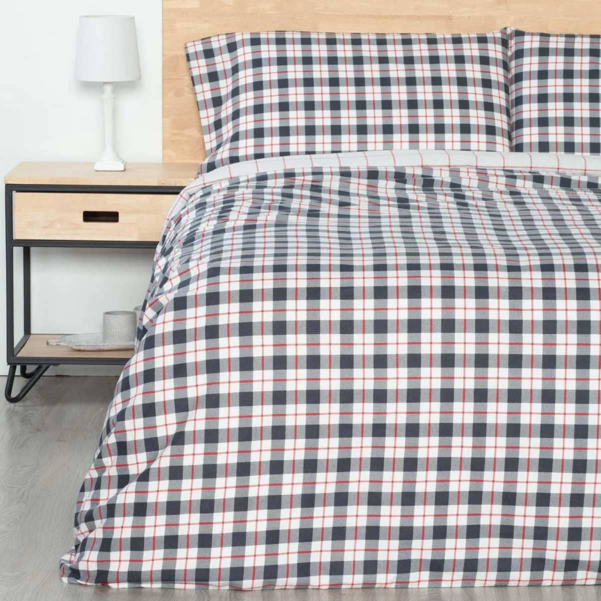 Funda Nórdica de Franela 3 Piezas 180 cm TEX HOME Tartan London Blanco de Carrefour