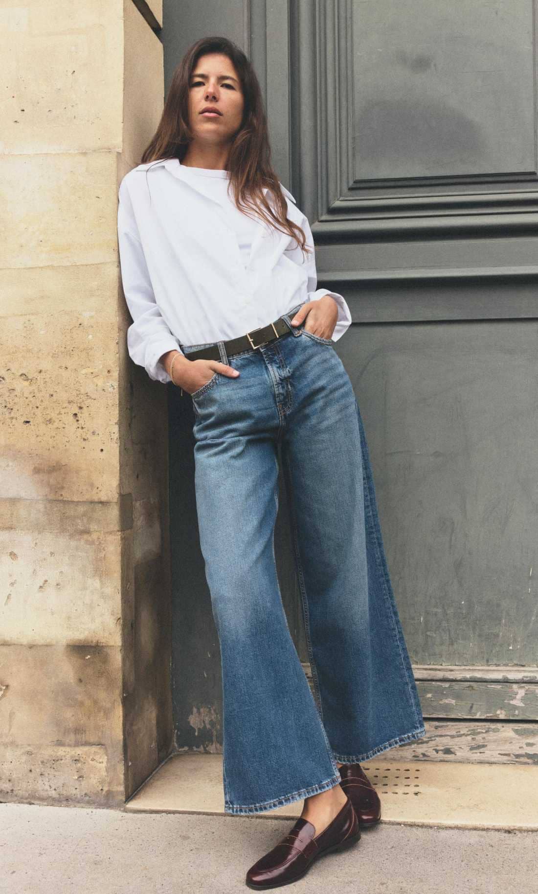 Jeans z1975 culotte tiro alto cinturón de Zara