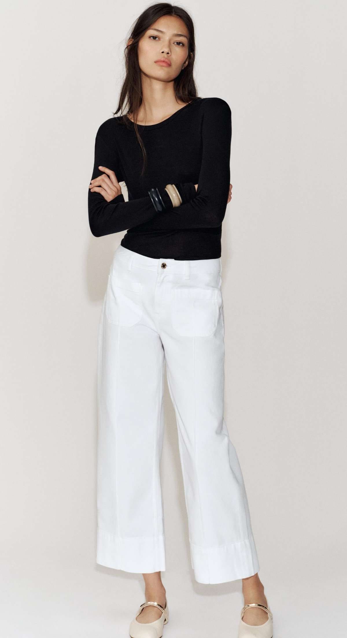 Jeans z1975 wide leg cropped tiro alto de Zara