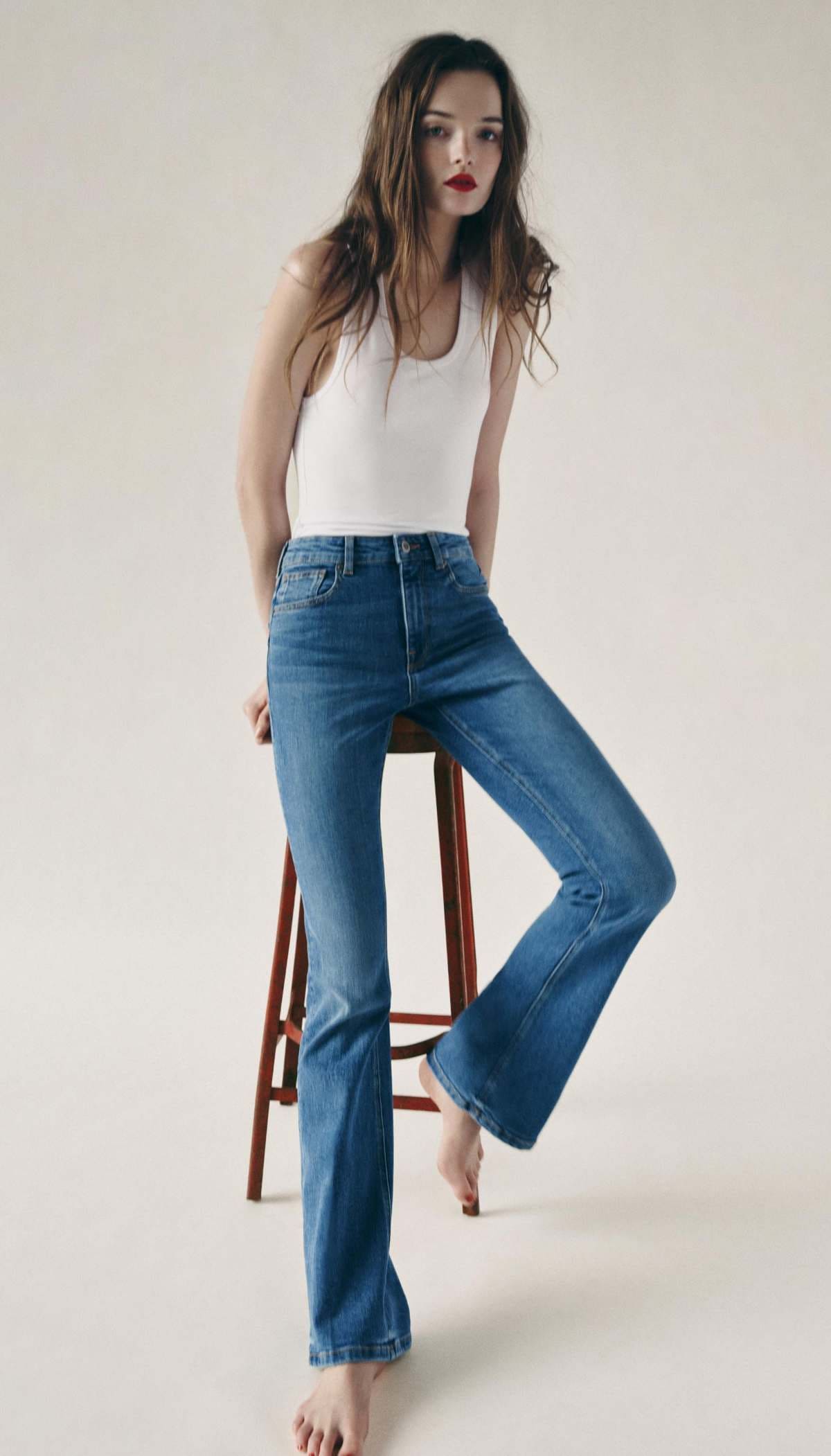 Jeans zw collection bootcut full length tiro medio de Zara
