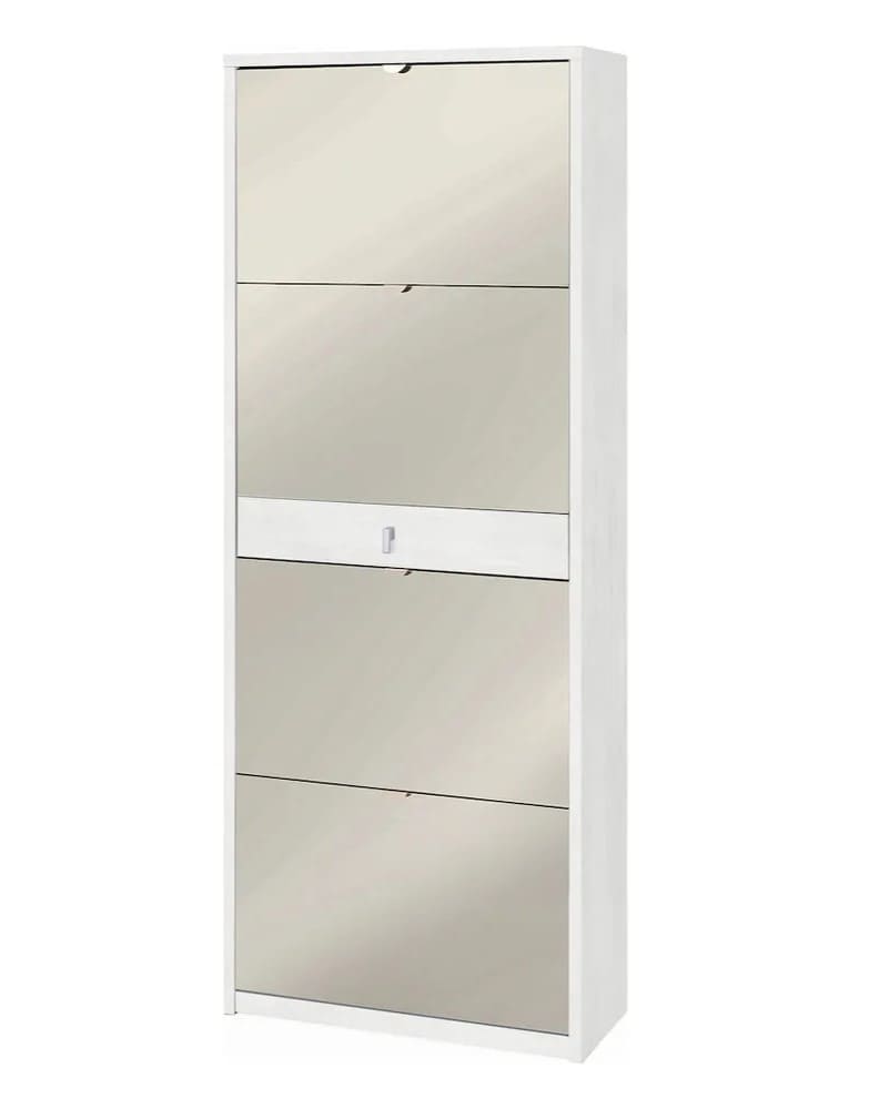 Zapatero con cuatro puertas de espejo y un cajón