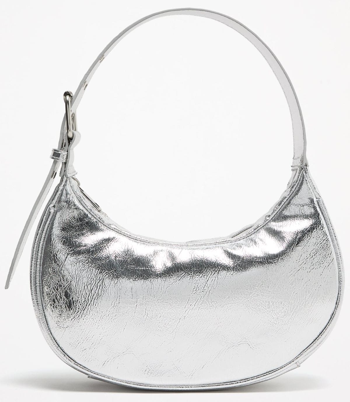 Bolso de hombro metalizado con hebilla