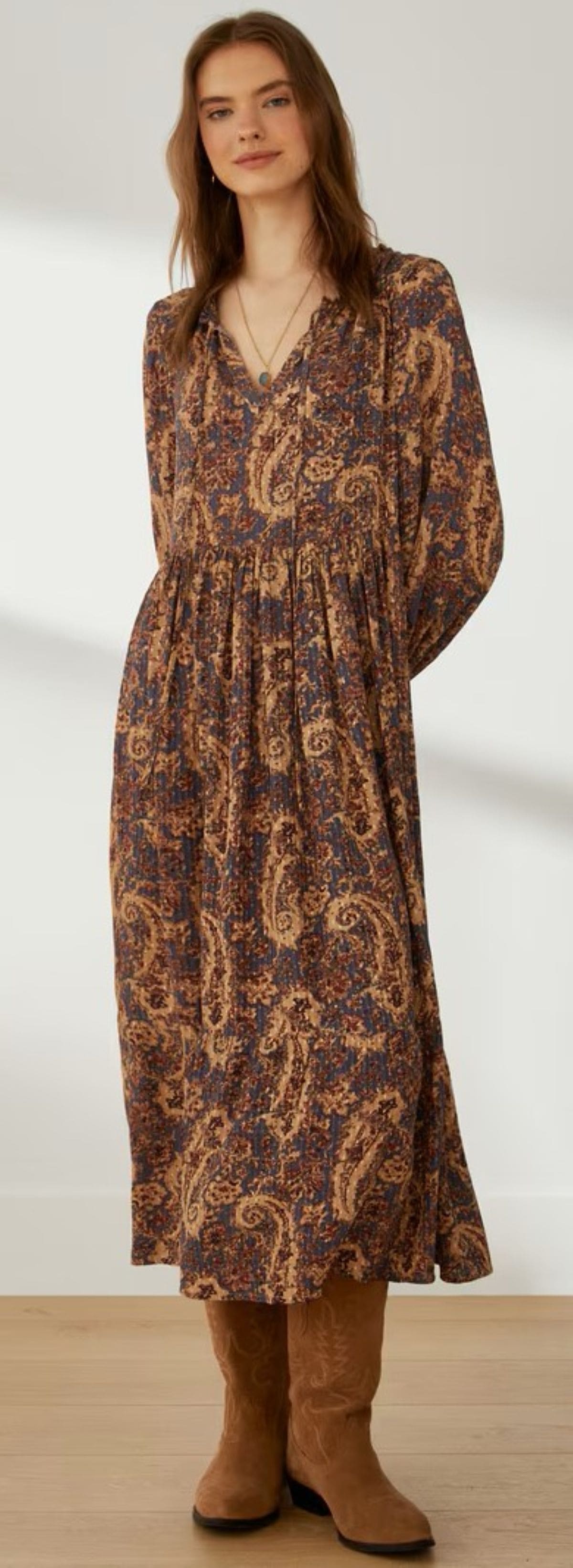 Vestido midi dobby cachemire Southern Cotton de El Corte Inglés