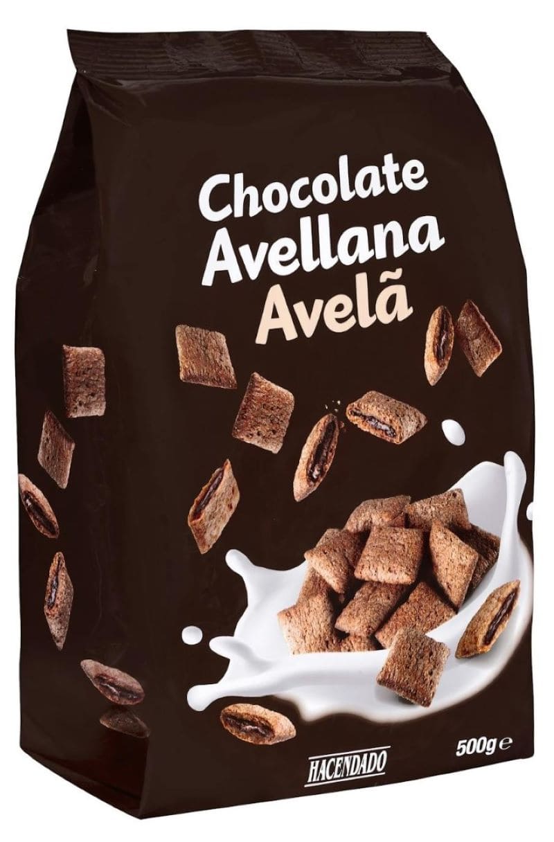 Cereales rellenos de chocolate y avellana Hacendado