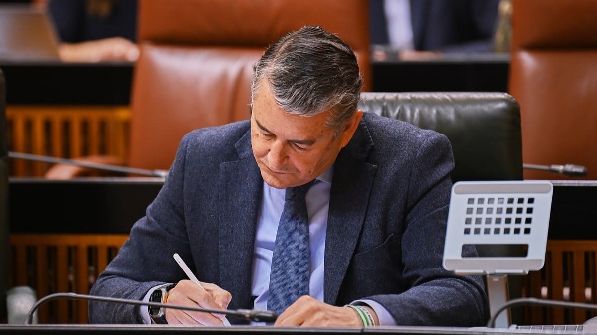 Sanz, en su escaño en el Parlamento | Salvador López Medina