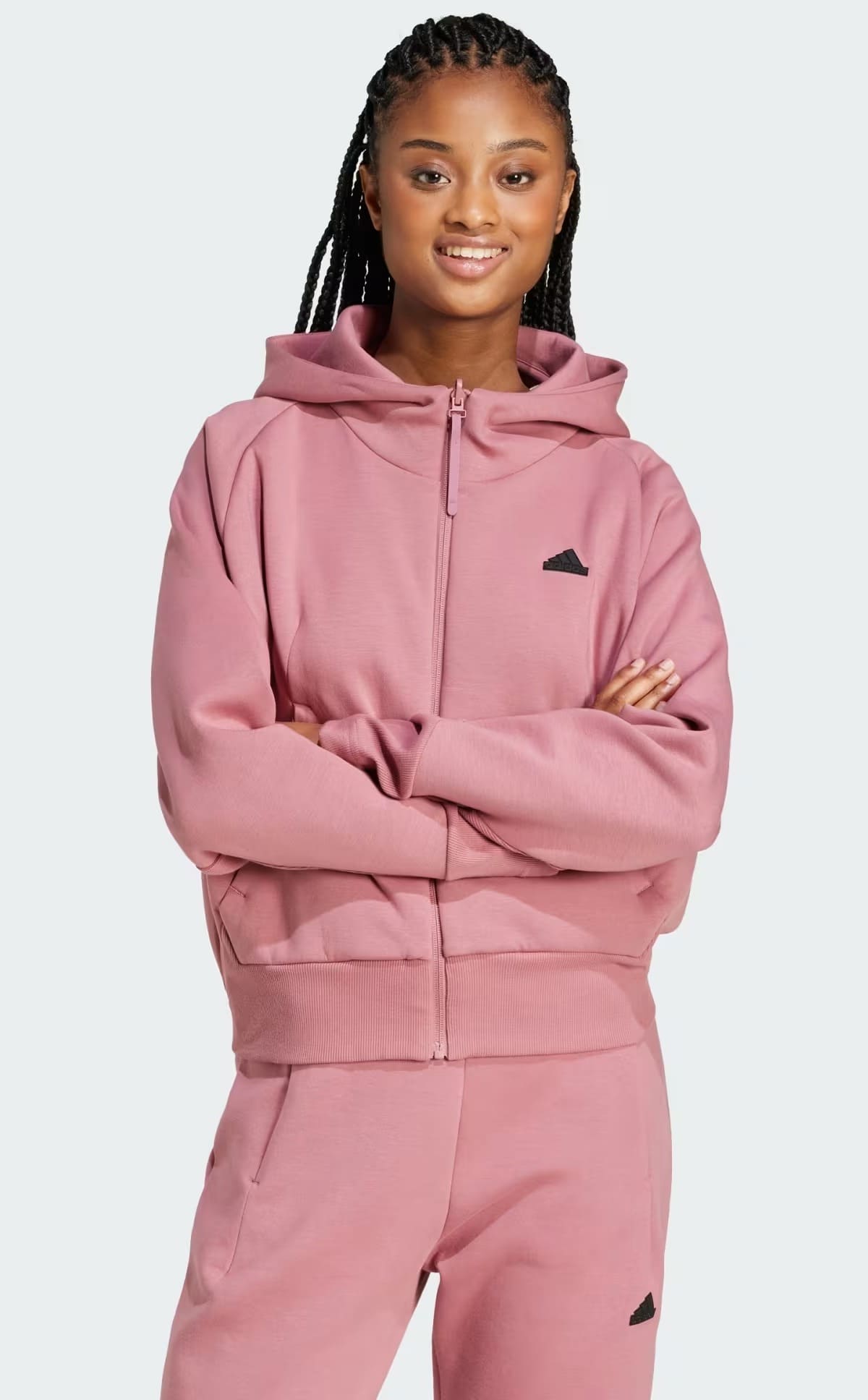 La chaqueta con capucha en color rosa Adidas Z.N.E.