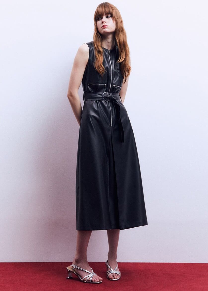 Sfera Vestido polipiel midi