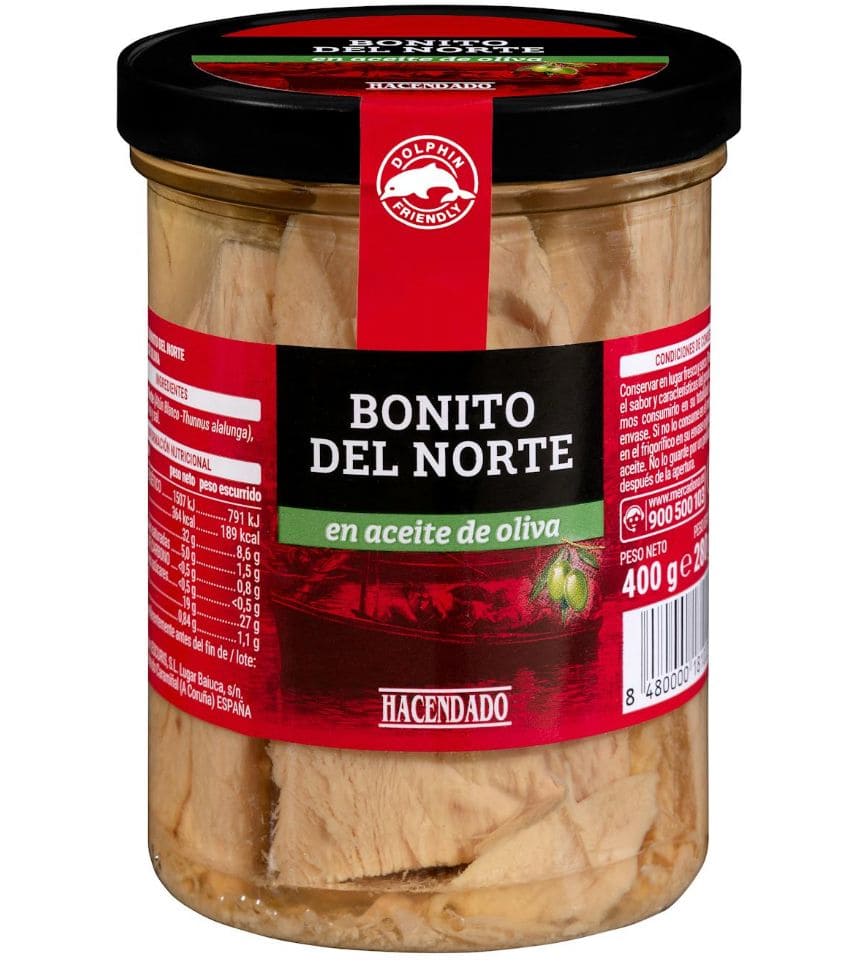 Filetes de bonito del norte en aceite de oliva Hacendado