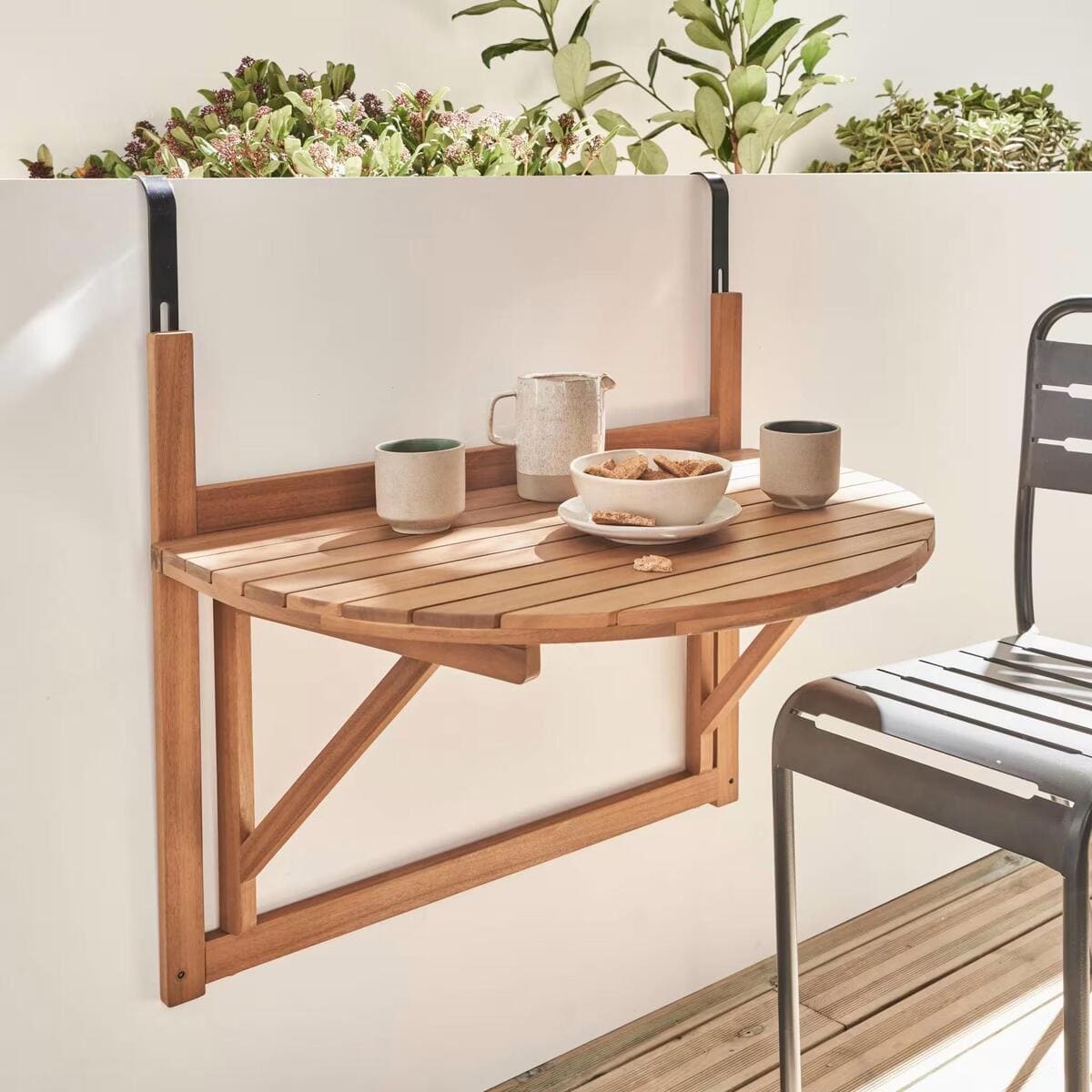 Mesa auxiliar de madera para balcón Bragance, Sweeek