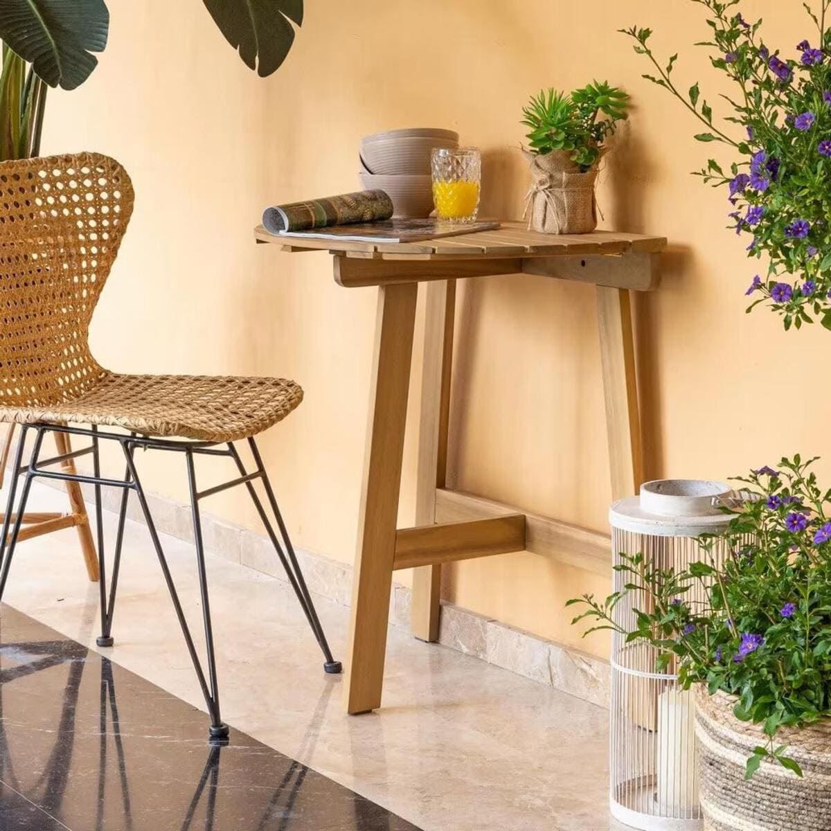 Mesa de jardín plegable Nina semicircular LolaHome