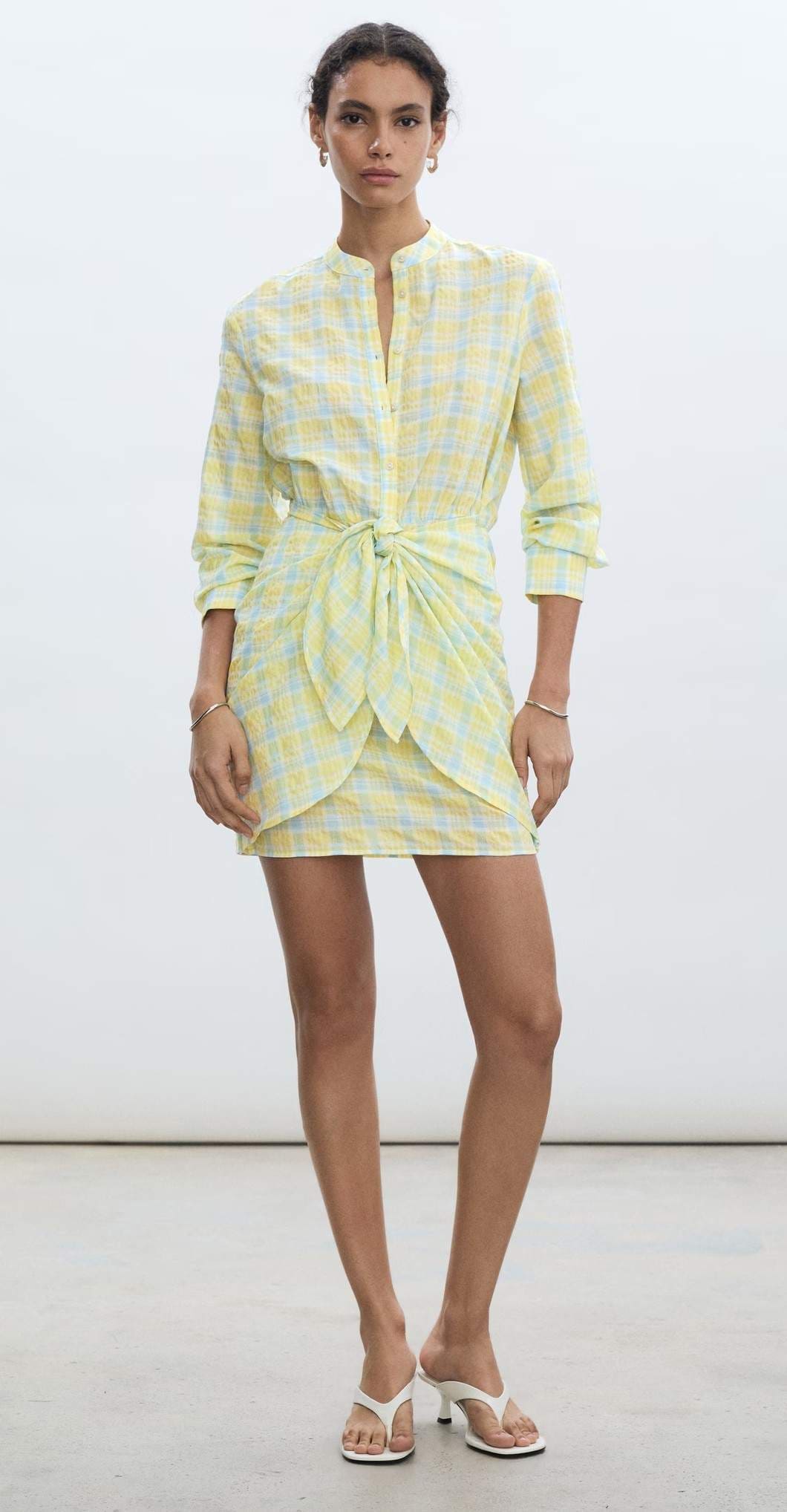 Vestido lazo cuadros de Mango