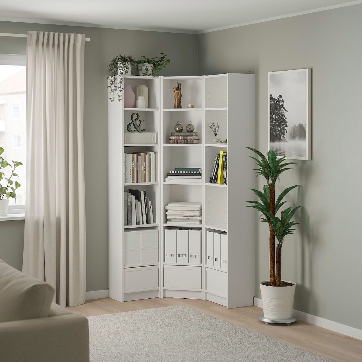 Módulo de librería esquinera de la serie BILLY de Ikea
