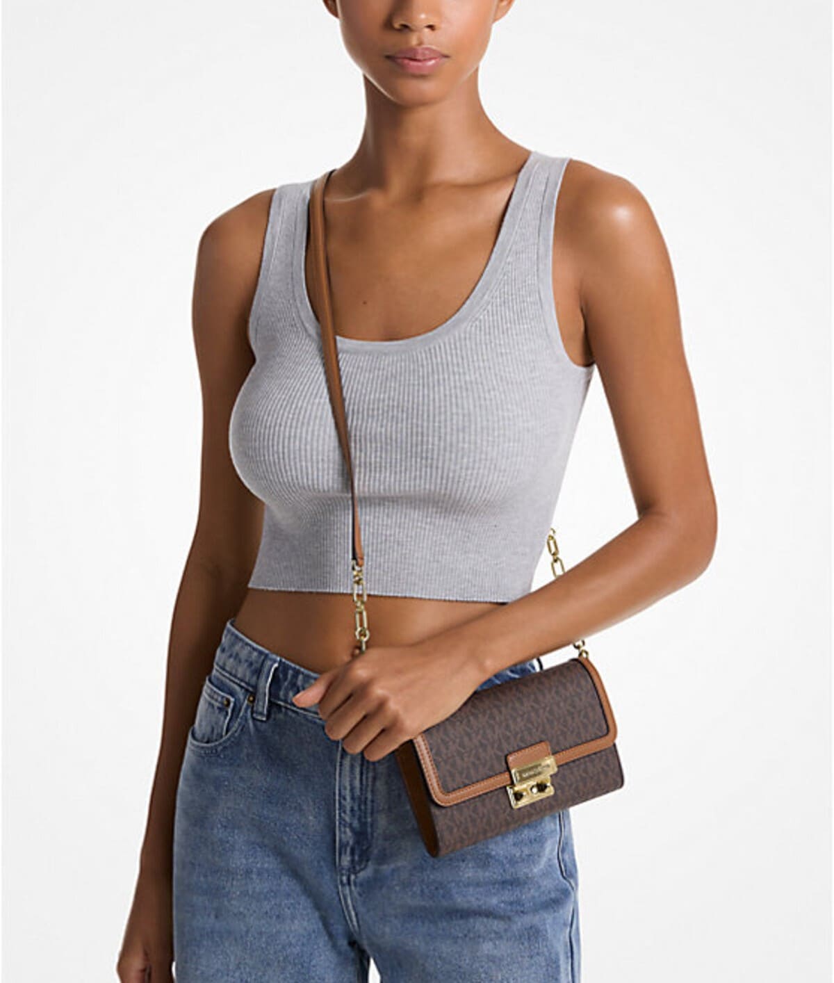 Bandolera Tribeca grande transformable con logotipo de Michael Kors