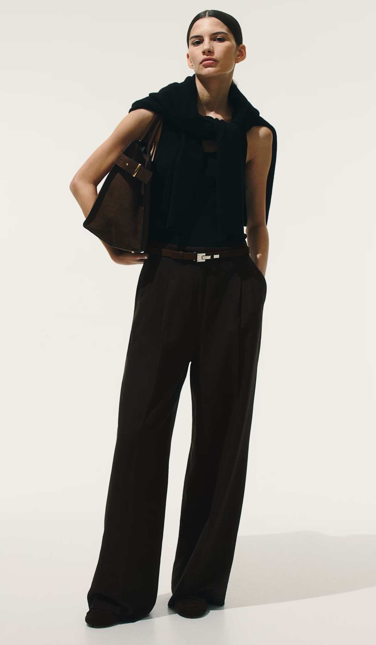 Pantalón amplio en mezcla de lino de H&M