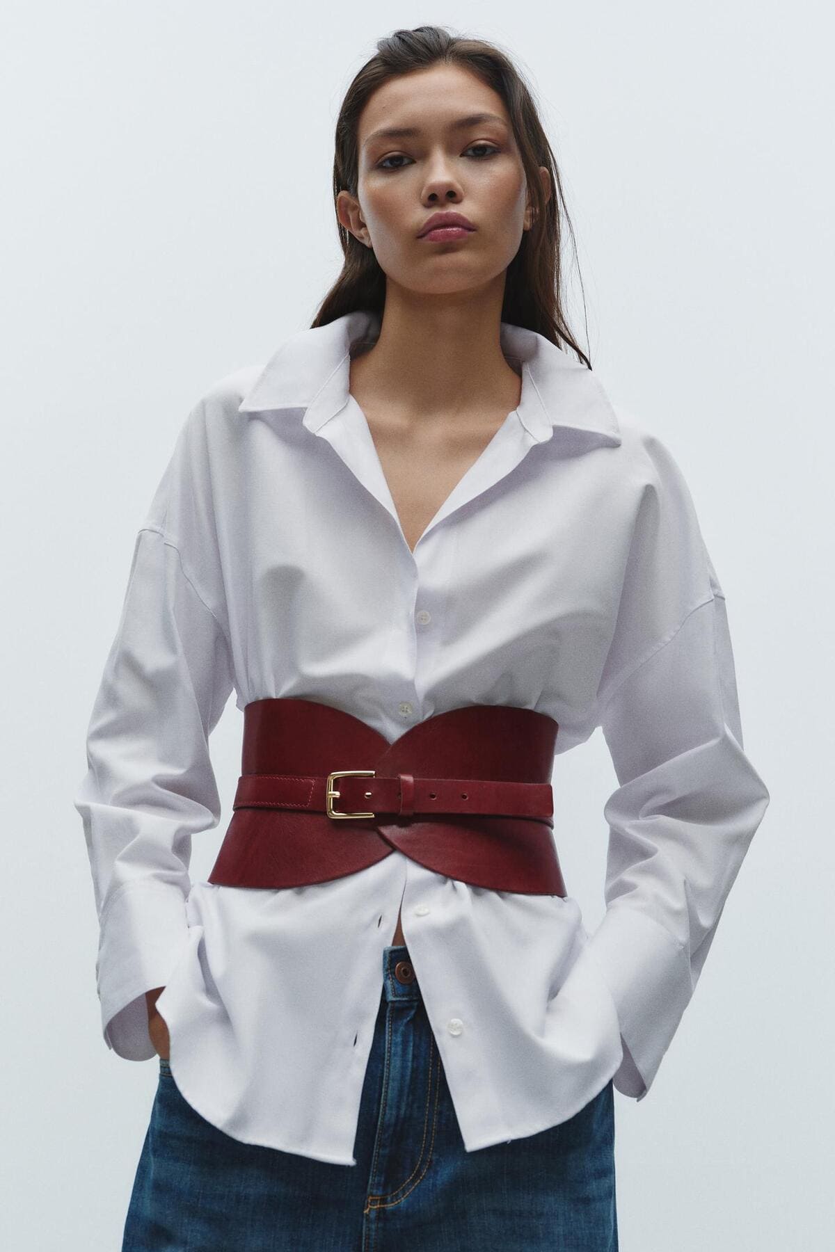 Cinturón fajín de piel