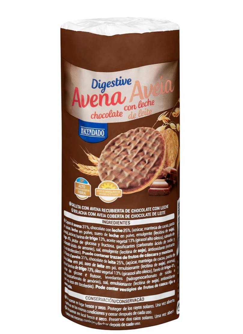 Galletas Digestive de avena y chocolate con leche