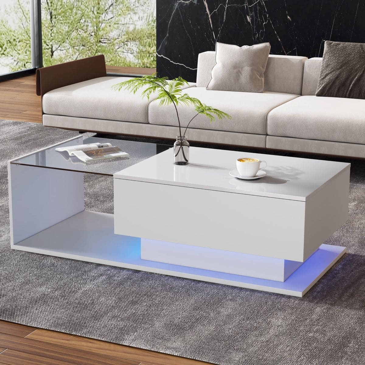 Mesa de centro con iluminación LED VIE MODERNE de Leroy Merlin