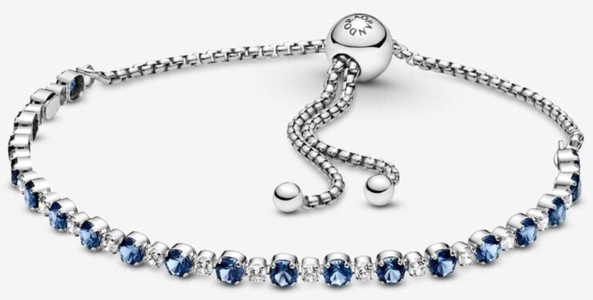 Pulsera con brillos azules y transparentes con cierre deslizante de Pandora