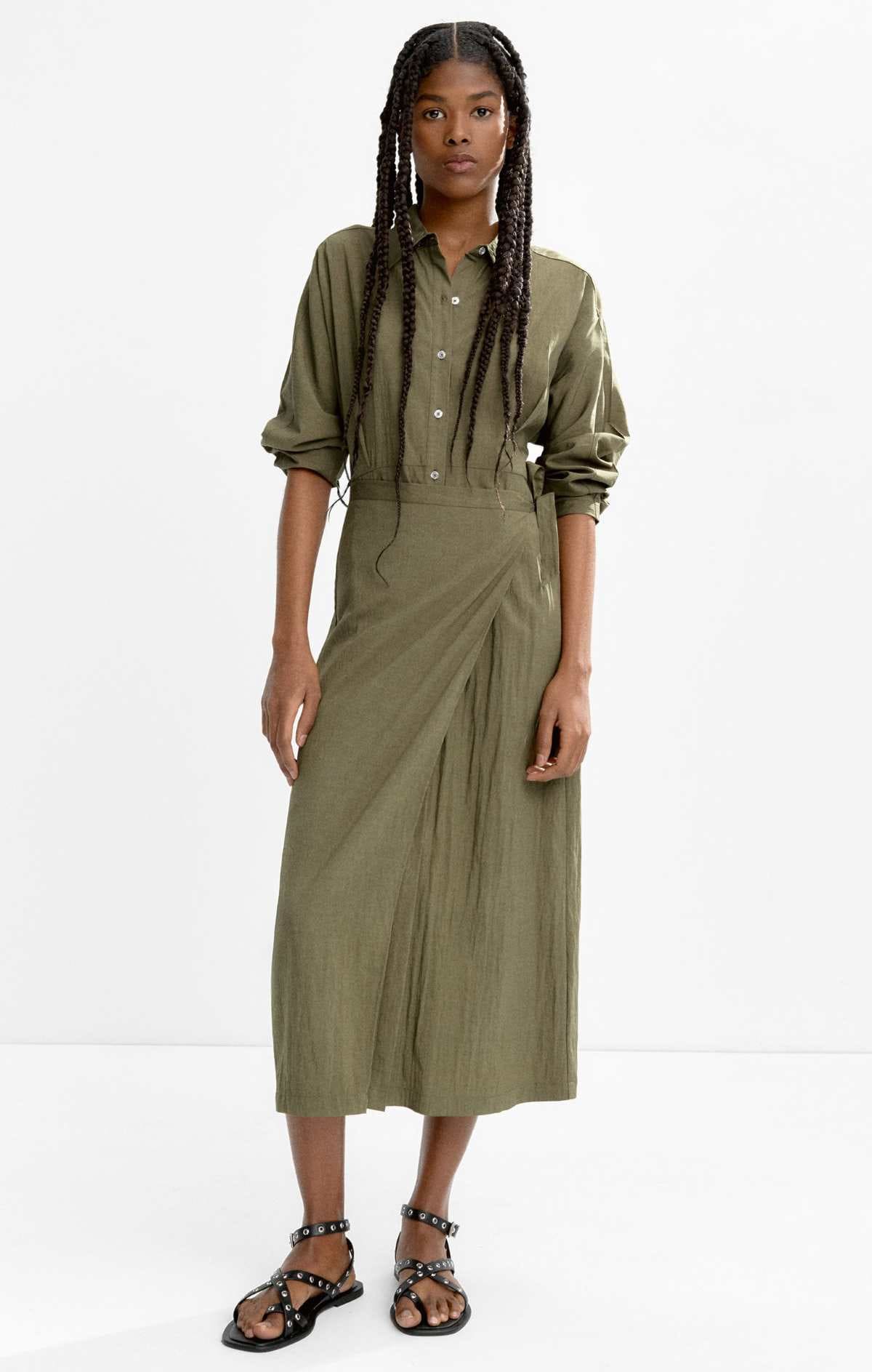 Vestido camisero de manga larga de Parfois