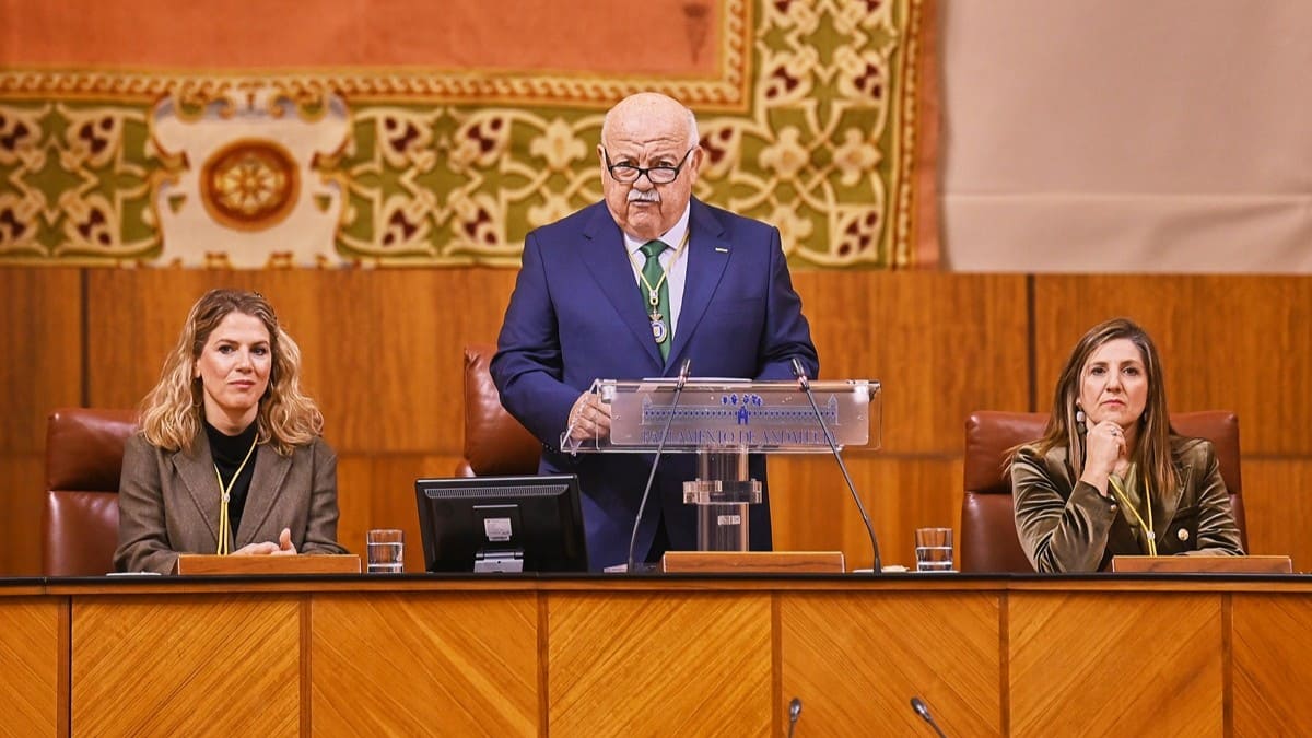 Jesús Aguirre, presidente del Parlamento de Andalucía, durante su discurso
