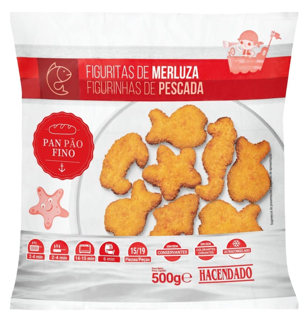 Figuritas de merluza empanadas Hacendado ultracongeladas