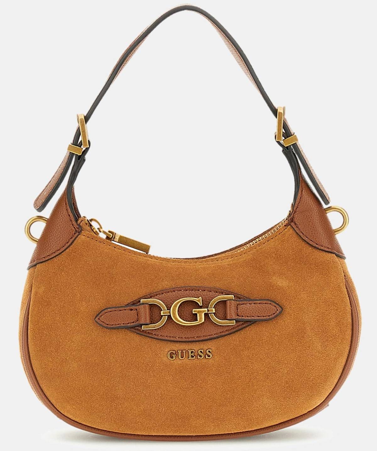 Mini bolso al hombro Malva de piel gamuzada de Guess