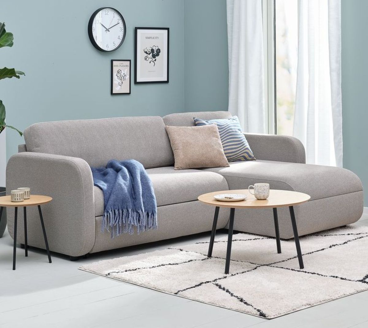 Sofá cama con chaise longue de la serie MOMMARK de Jysk