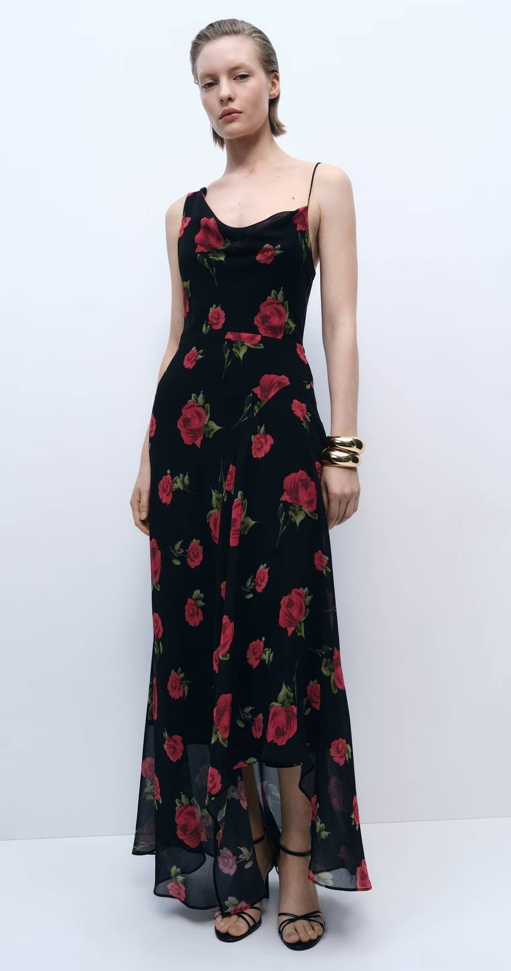 Vestido largo estampado floral de Mango