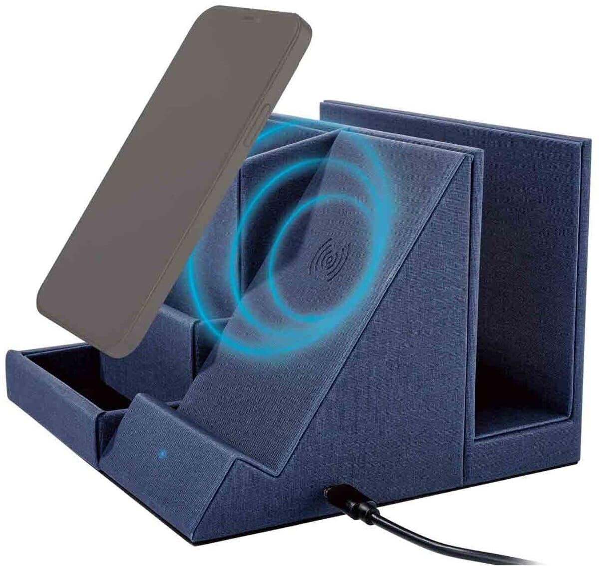 Organizado de escritorio con carga inalámbrica Qi