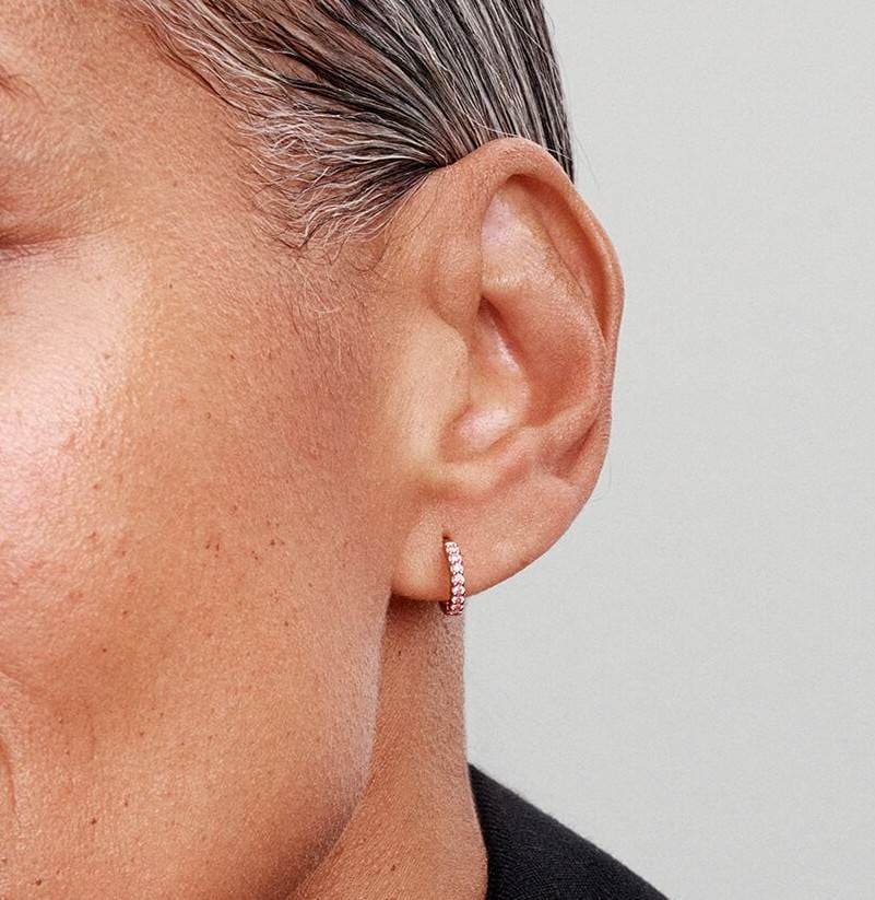 Pendientes de Aro Huggies Rosa Brillantes de Pandora