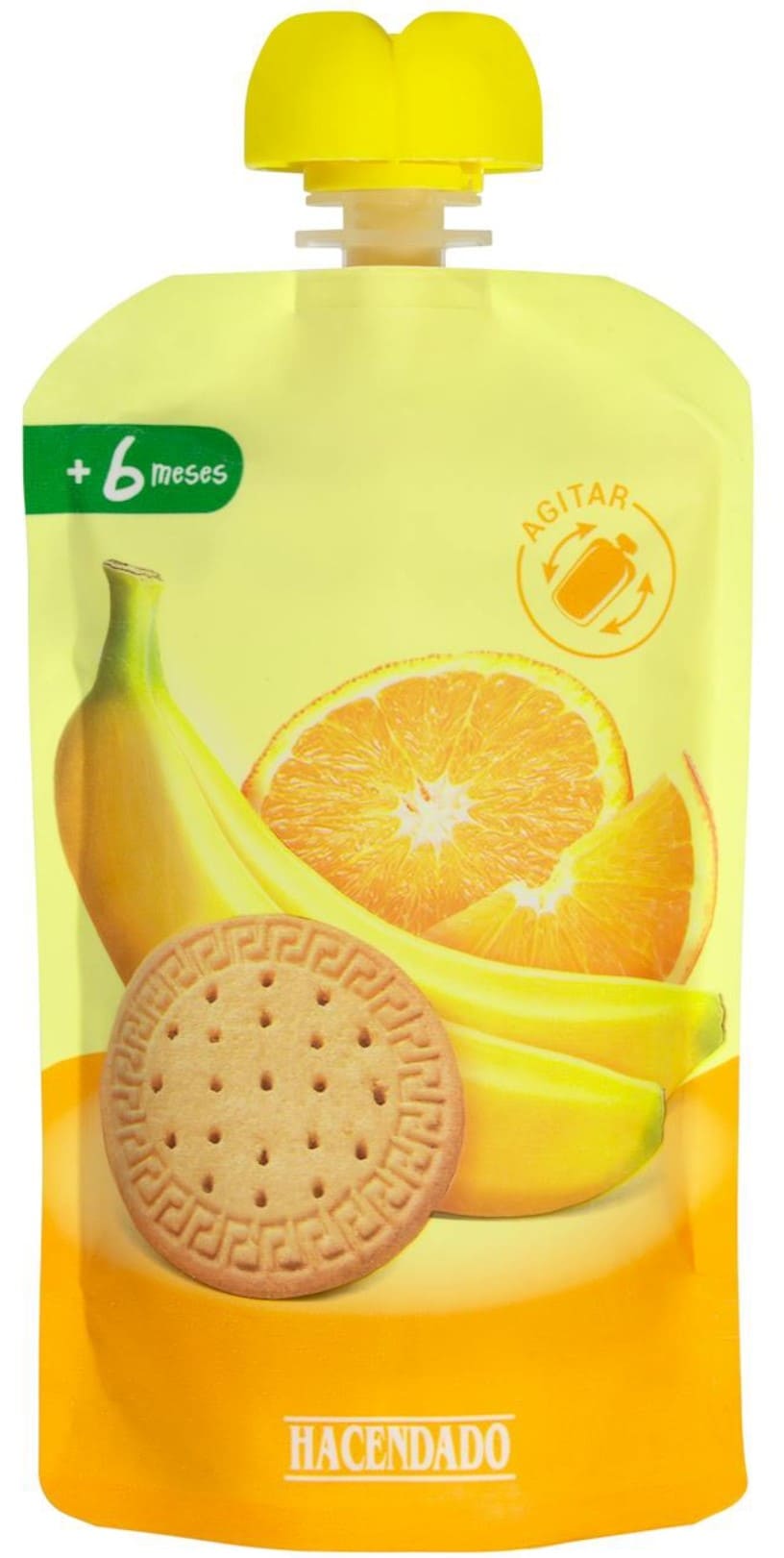 Papilla de fruta variada con galleta Hacendado