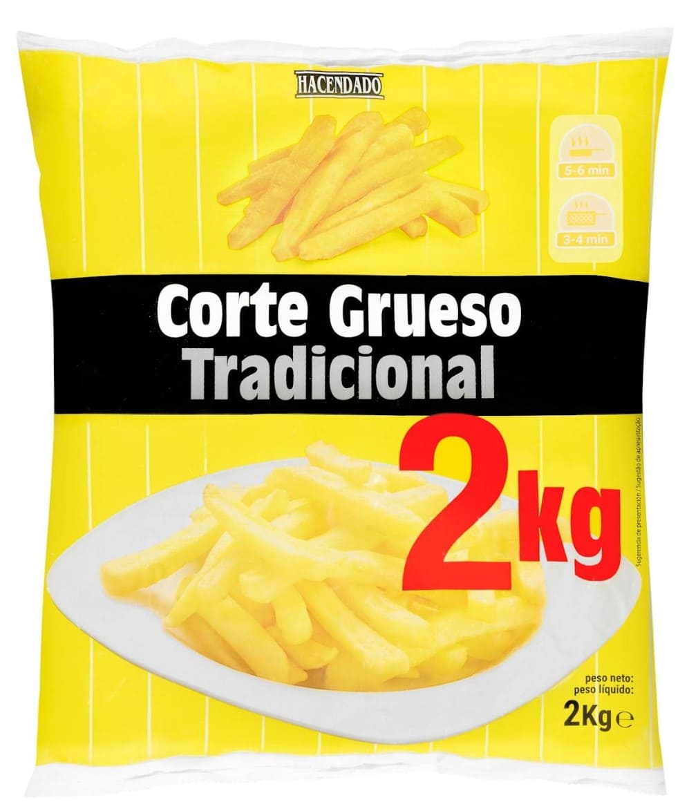 Patatas prefritas corte grueso Hacendado ultracongeladas