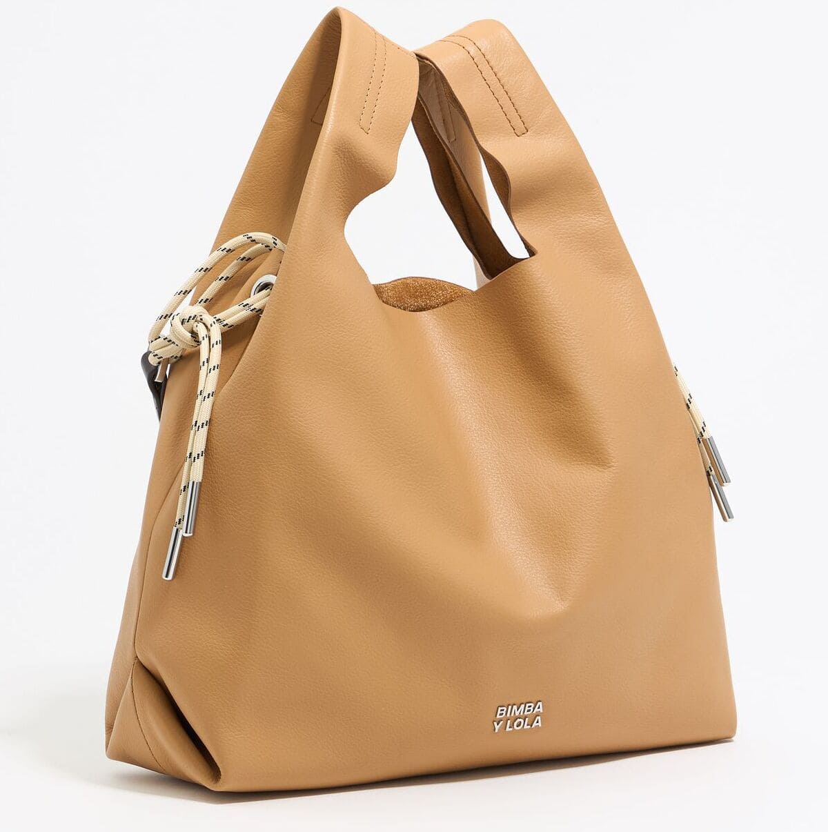 El bolso de mano tipo tote para mujer Paper de piel en color natural de Bimba y Lola en El Corte Inglés