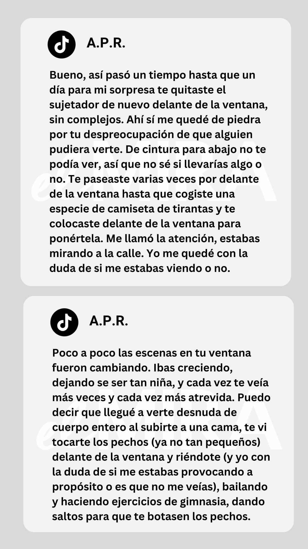 Sexto contacto en Tik Tok de A.P.R. a la menor