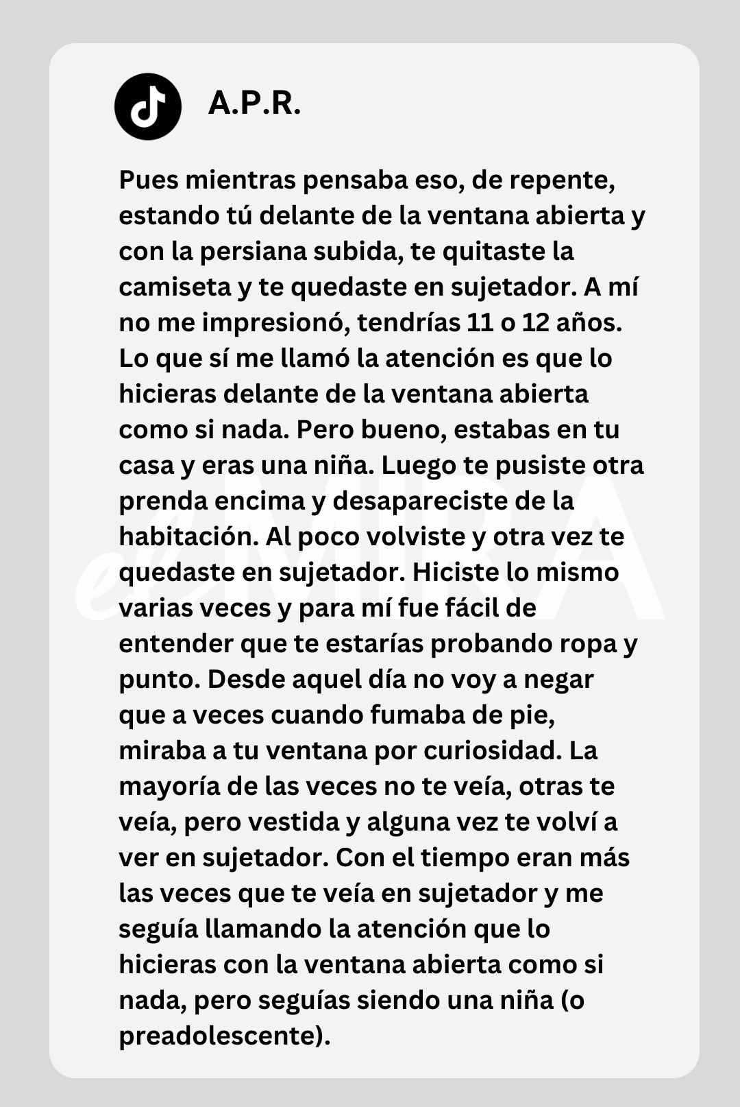 Quinto contacto en Tik Tok de A.P.R. a la menor