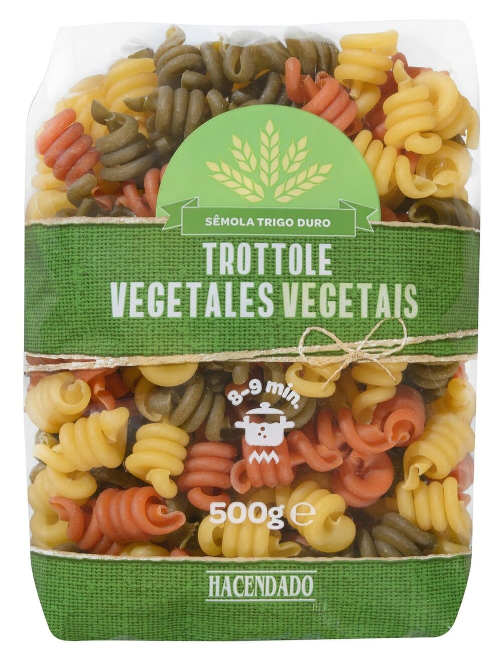 Pasta trottole vegetales Hacendado