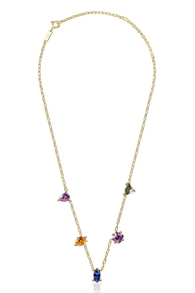 Collar Color Lab corto con gemas creadas en laboratorio